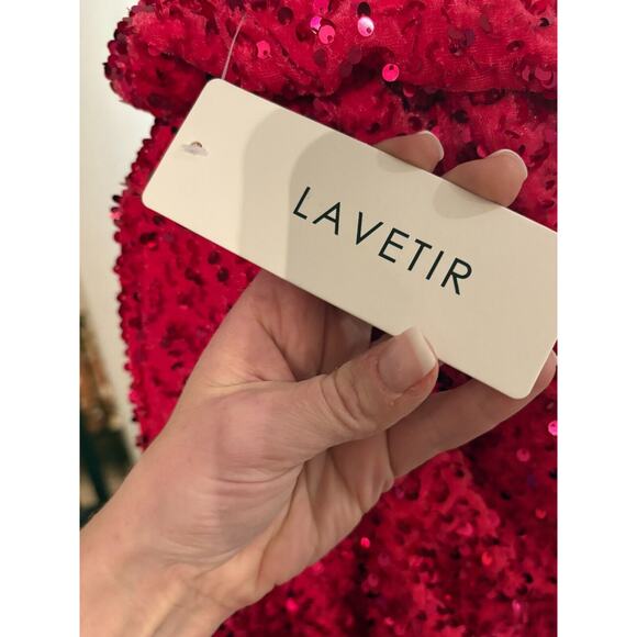 Lavetir One-Shoulder Split Side Long Sequin Dress Pink Size Medium 4-8 - Picture 6 of 14